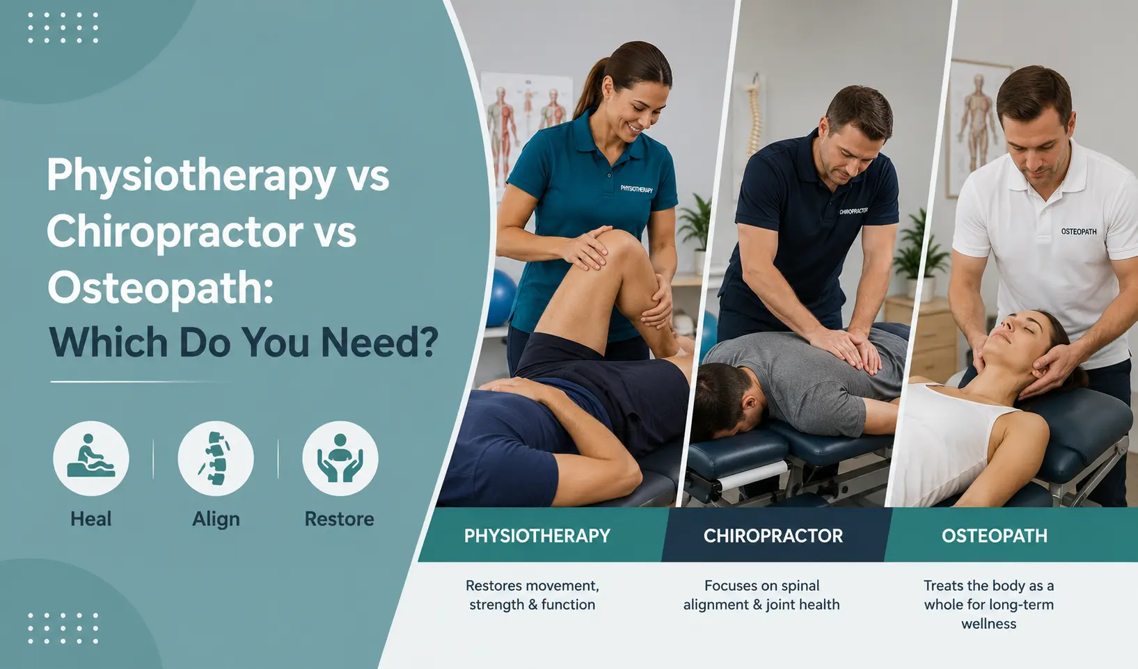 Befit Physiotherapy | Physiotherapy vs Chiropractor vs Osteopath: Which Do You Need?